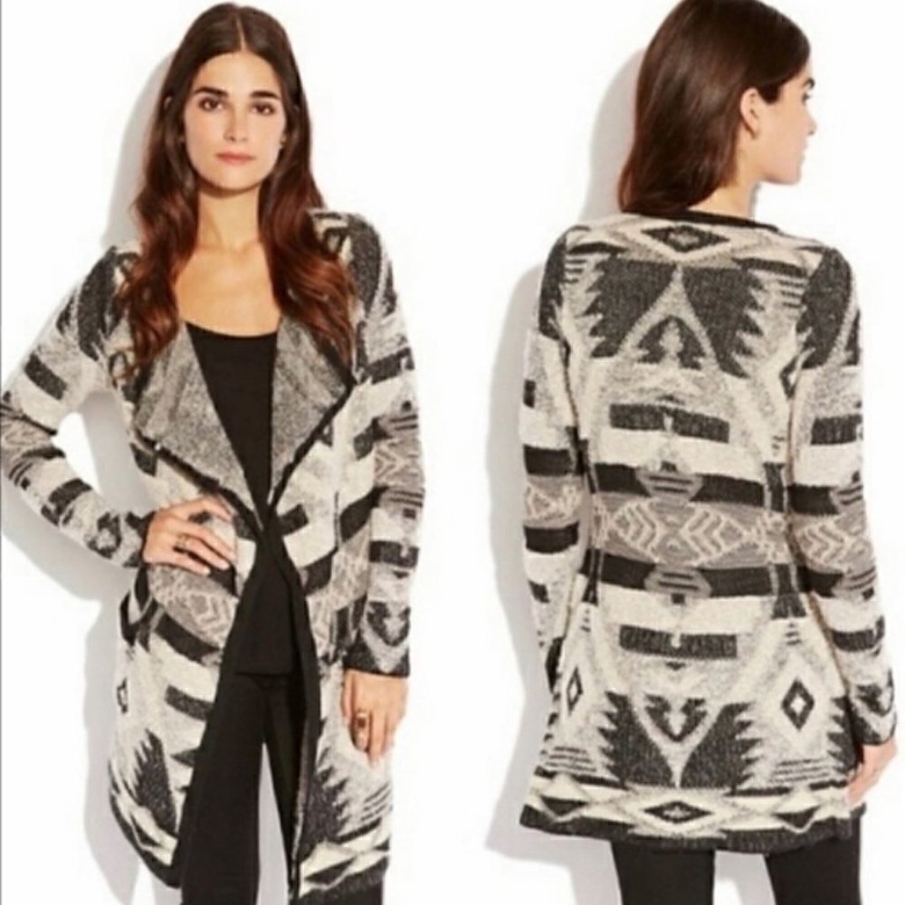 Lucky Brand SZM Wool & Cotton Black & Oatmeal Boho Aztec Ranchland Southwestern